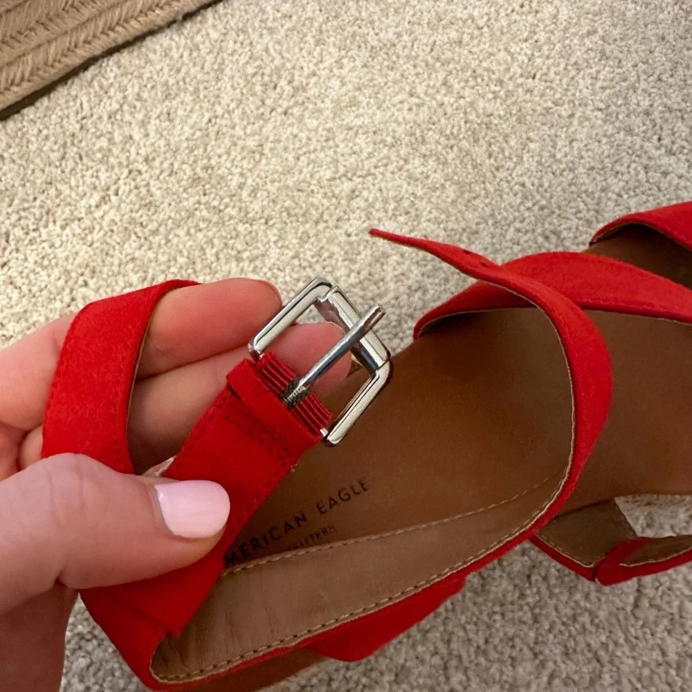 American Eagle Red Espadrille Sandals